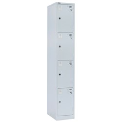 Go Steel Storage Locker Four Door 1830Hx305Wx455mmD Silver Grey