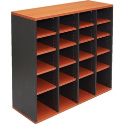 Rapid Worker Pigeon Hole Unit 1040Hx1040Wx380D 20 Sections Cherry and Ironstone