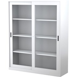Steelco Sliding Glass Door Cabinet 3 Shelves 914W x 465D x 1830mmH Silver Grey