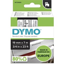 DYMO D1 19mm x 7m - BLACK ON CLEAR