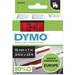 DYMO D1 19mm x 7m - BLACK ON RED