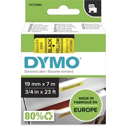 DYMO D1 19mm x 7m - BLACK ON YELLOW