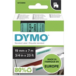 DYMO D1 19mm x 7m - BLACK ON GREEN
