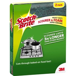 SCOTCH BRITE SPONGE Heavy Duty Foam Scrub Pack of 2