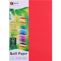 QUILL XL MULTIOFFICE PAPER A4 80gsm Red Pack of 500
