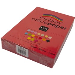 RAINBOW OFFICE PAPER A4 RED 500 SHEET 80GSM