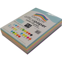 RAINBOW OFFICE PAPER A4 PASTEL ASSORTED 500 SHEET 80GSM
