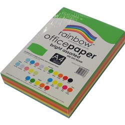 RAINBOW OFFICE PAPER A4 BRIGHT ASSORTED 500 SHEET 80GSM