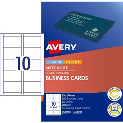 AVERY BUS CARDS C32011-25 MATT LASER