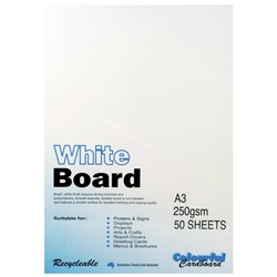 COLOURFUL CARDBOARD WHITE BOARD A3 250gsm 4 sheet