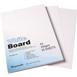 COLOURFUL CARDBOARD WHITE BOARD A4 250gsm 4 sheet