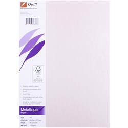 QUILL A4 METALLIQUE PAPER 120gsm Mother of Pearl Pack of 25
