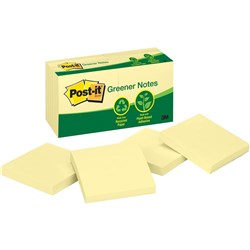 654RP POST IT PAD YELLOW RECYCLED 73MM X 73MM