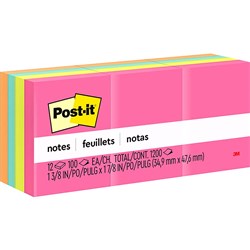 POST-IT 653AN NOTES Asstd Neon 36mm X 48mm Pack of 12