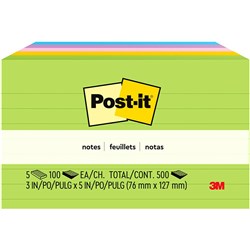 POST IT 635-5AU 73x123mm LINED ULTRA ASS