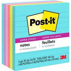 POST-IT MIAMI 675-6SSMIA Super Sticky Notes-101mmx101mm Pack of 6, 90 Sheets/Pack