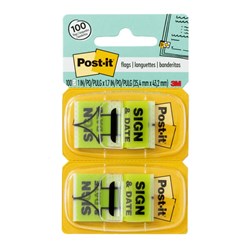 POST-IT 680-SD2 FLAGS Twin Pk Sign&Date Green 25x43 Pack of 2