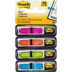 POST-IT 684-ARR4 ARROW FLAGS Bright Blue Green Pink Yellow 12x43mm Pack of 96