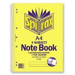 SPIRAX 606 A4 NOTEBOOK 4 SUBJECT