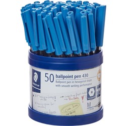 STAEDTLER STICK 430 m BALL PEN Med Blue Cup 50