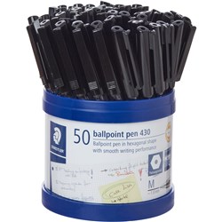 STAEDTLER STICK 430 BALL PEN MED BLACK Cup 50