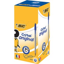 BIC CRISTAL BALLPOINT PEN Blue Medium Box of 50