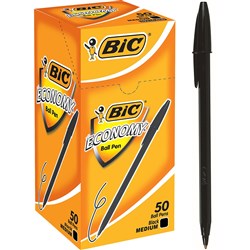 BIC ECONOMY BALLPOINT PEN Medium Black Box of 50