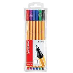 STABILO POINT 88 FINELINER Assorted, Wallet of 6 Wallet of 6