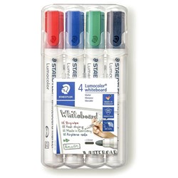 STAEDTLER 351 WHITEBOARD MARKR Bullet Point Wlt4 Assorted Wallet of 4