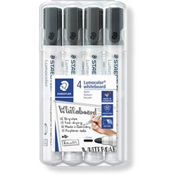 STAEDTLER LUMOCOLOR MARKER Whiteboard Bullet Tip Black Wallet of 4