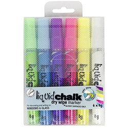 TEXTA LIQUID CHALK MARKERS Dry Wipe Asst 4.5mm Bullet Nib Wallet of 6