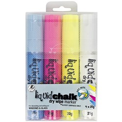 TEXTA LIQUID CHALK MARKERS Dry Wipe Asst 15mm Chisel Nib Wallet of 4