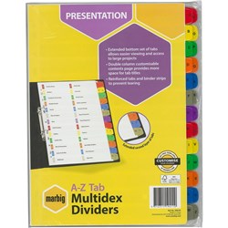 MARBIG MULTIDEX DIVIDERS A4 A-Z Tab colour
