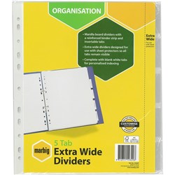 DIVIDER A4 5 TAB INSERTABLE EXTRA WIDE