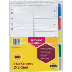 DIVIDER A4 5 TAB PVC