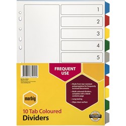 CVOS DIVIDER A4 10 TAB PVC