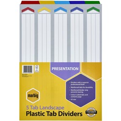 MARBIG COLOURED DIVIDERS A3 1-5Tab Board L/Scape Asst Includes 5 Tabs