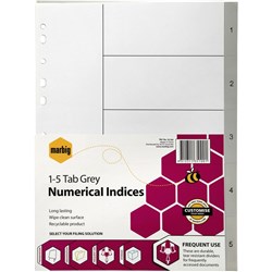 DIVIDER A4 1-5 PVC GREY