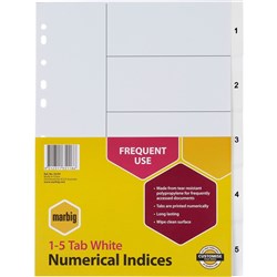 DIVIDER A4 1-5 PVC WHITE