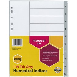 DIVIDER A4 1-10 PVC GREY
