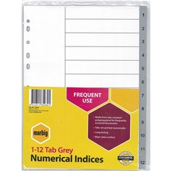 DIVIDER A4 1-12 PVC GREY