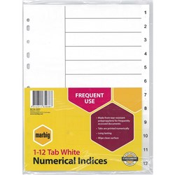 DIVIDER A4 1-12 PVC WHITE