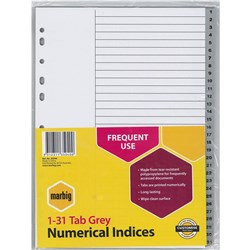 DIVIDER A4 1-31 PVC GREY