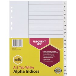 DIVIDER A4 A-Z WHITE DIVIDERS