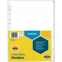 CVOS MANILLA DIVIDERS A4 5 Tab White Includes 5 Tabs