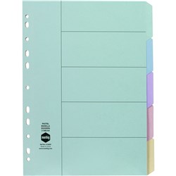 MARBIG MANILLA DIVIDERS A4 5 Tab Multi-Coloured Includes 5 Tabs