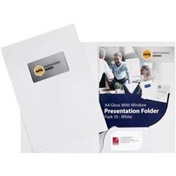 MARBIG A4 PRESENTATION FOLDER GLOSS WITH WINDOW PACKET 10