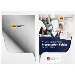 MARBIG A4 PRESENTATION FOLDER GLOSS DOUBLE POCKET PACKET 10