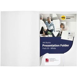 MARBIG PRESENTATION FOLDER MATT WITH WINDOW WHITE PACKET 50