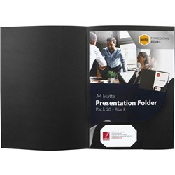 MARBIG A4 PRESENTATION FOLDER MATT BLACK PACKET 20